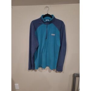 COLUMBIA mens Lake Aloha 1/2 Zip‎ Fleece Pullover teal blue SZ M  Hiking camping